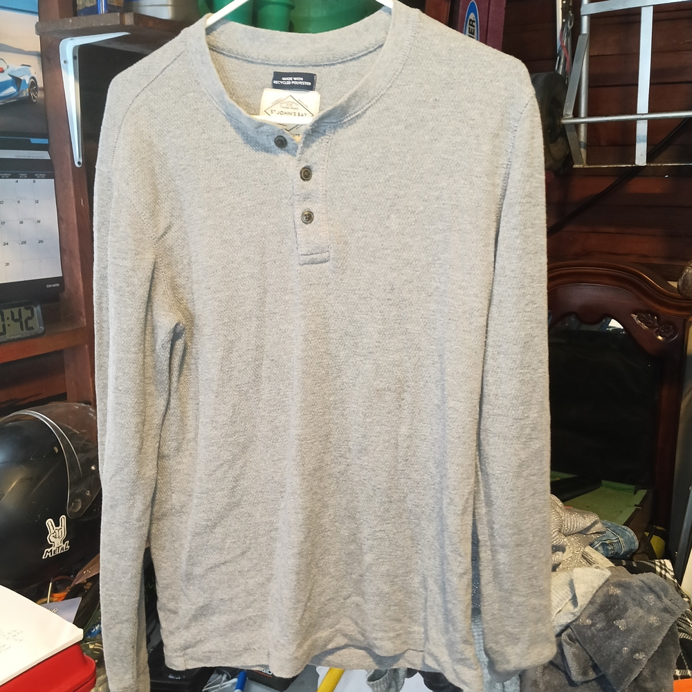 St. John's Bay Light Gray Henley Shirt